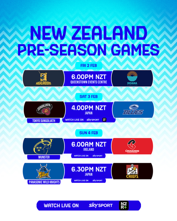 DHL Super Rugby Pacific pre season schedule confirmed allblacks